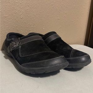 Merrell Black Suede Leather Slip On Clogs Mules Encore Groove Shoes Women’s 8